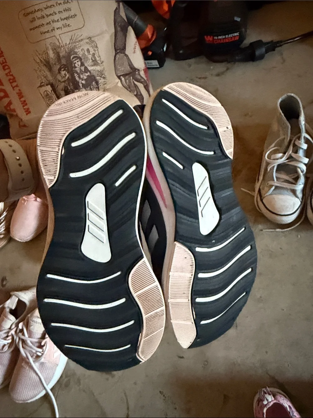 Adidas Girl’s black Sneakers with Pink Accent